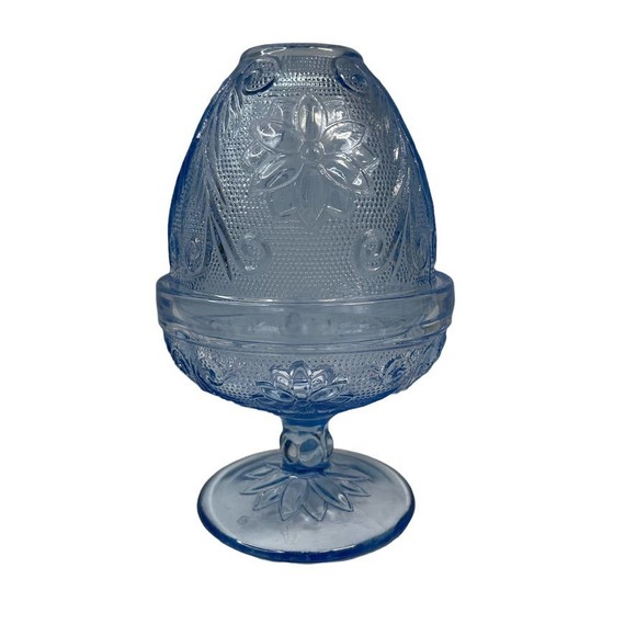 Indiana Glass Other - Tiara Blue Chantilly Sandwich Indian Glass Fairy Light Lamp Candle Vintage